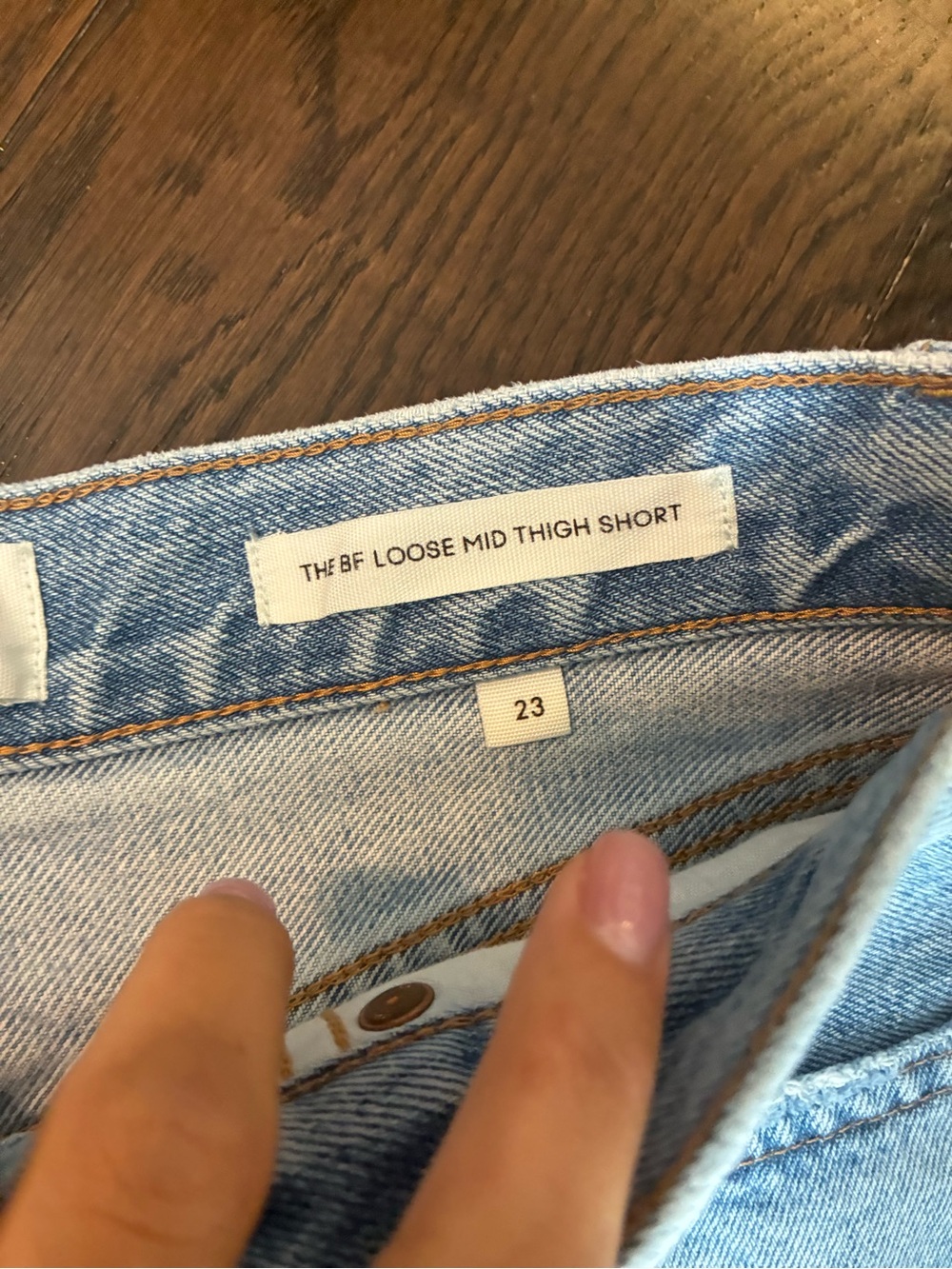 Denim Forum Light Blue High-Rise Cutoff Jean Shorts - Picture 5 of 6